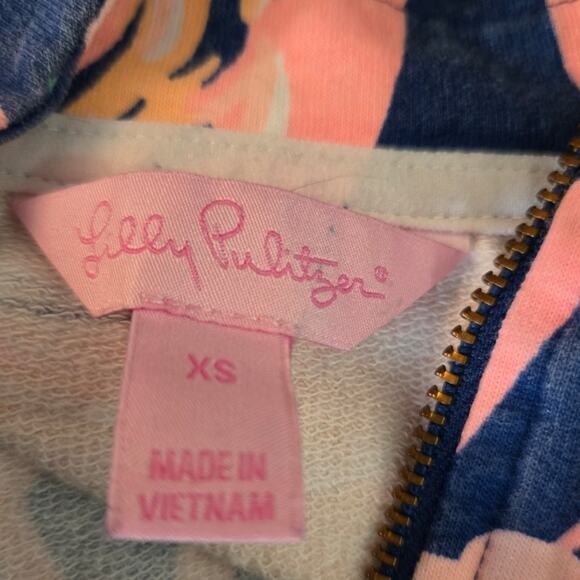 Lilly Pulitzer Skipper Popover Jacket Flamingo Low Tide Print sz XS - Picture 2 of 6